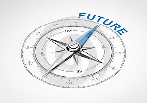 Compass on White Background, Future Concept