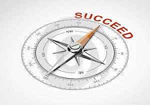 Compass on White Background, Succeed Concept