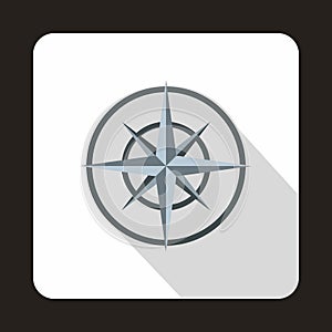 Compass wind rose icon, flat style