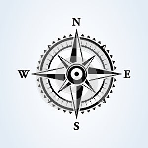 Compass wind rose icon isolated on white. Vector illustration