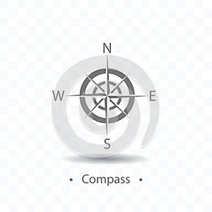 Compass or wind rose icon vector illustration on transparent background.