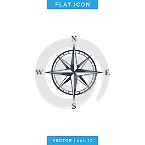 Compass wind rose icon vector logo design template. Vintage style.