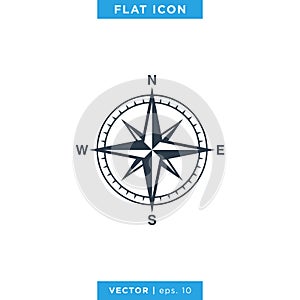 Compass wind rose icon vector logo design template. Vintage style.