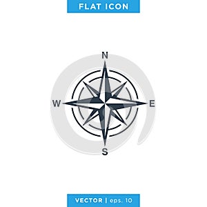 Compass wind rose icon vector logo design template. Vintage style.