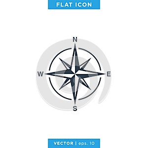 Compass wind rose icon vector logo design template. Vintage style.