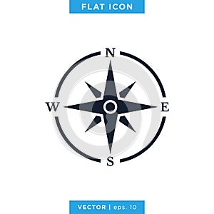 Compass wind rose icon vector logo design template. Vintage style.