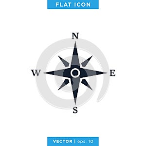 Compass wind rose icon vector logo design template. Vintage style.