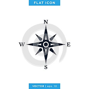 Compass wind rose icon vector logo design template. Vintage style.