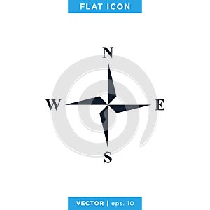 Compass wind rose icon vector logo design template. Vintage style.