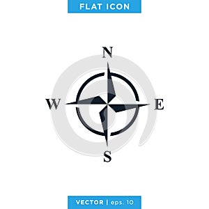 Compass wind rose icon vector logo design template. Vintage style.