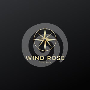 compass wind rose logo icon vintage line art vector illustration design