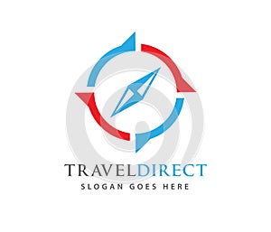 Compass wind rose travel adventure direction navigation logo design