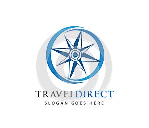 Compass wind rose travel adventure direction navigation logo design