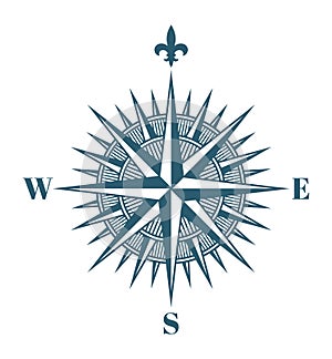 Compass wind rose. Travel logo in vintage retro style