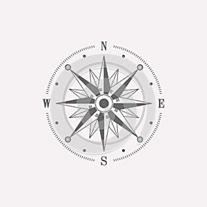 Compass wind rose vector design element. Vintage navigator icon