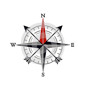 Compass wind rose in vintage style. flat icon. vector illustration isolated