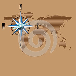 Compass and world map