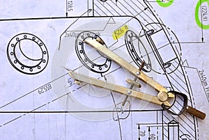 Compasses and the drawing photo