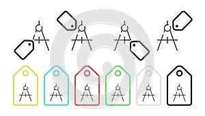 Compasses, measurement vector icon in tag set illustration for ui and ux, website or mobile application