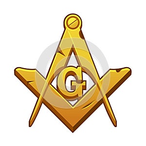 Compasses and square. Vector Masonic Symbol, sacred society.