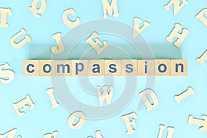 Compassion core values concept in business, company and organization. Word typography