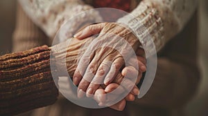 Compassionate Elderly Hands Together.AI generated image