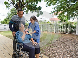 A compassionate nurse aiding a senior woman, navigating her way in a wheelchair, their shared journey echoing empathy and care,