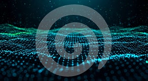 Abstract blue green digital wave background