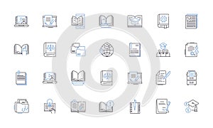 Compendium and psychology line icons collection. Compendium, Psychology, Behavior, Emotions, Mind, Therapy, Trauma