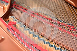 Compenents inside a grand piano