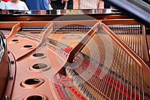 Compenents inside a grand piano