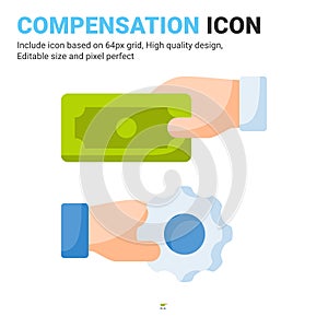 Compensation icon vector with flat color style isolated on white background. Vector illustration retribution sign symbol icon