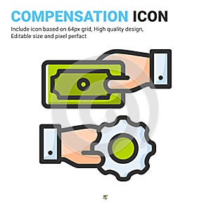 Compensation icon vector with outline color style isolated on white background. Vector illustration retribution sign symbol icon