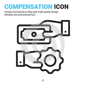 Compensation icon vector with outline style isolated on white background. Vector illustration retribution sign symbol icon concept