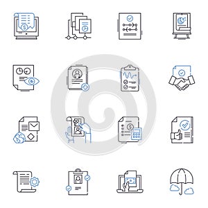 Compensation line icons collection. Salary, Wage, Bonus, Benefits, Commission, Package, Remuneration vector and linear