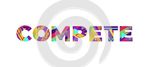 Compete Concept Retro Colorful Word Art Illustration