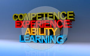 Competence experience ability learning on blue
