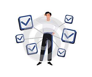 Competence and experienced ability to do performance tiny person concept. Skills and effective