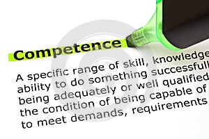 Competence highlighted in green