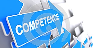 Competence - Inscription on Blue Pointer. 3D.