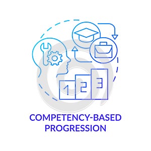 Competency based progression blue gradient concept icon