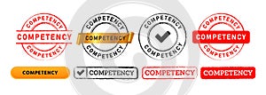 competency rectangle and circle rubber stamp label sticker sign for competence skill ability