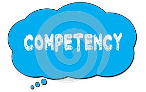 COMPETENCY text written on a blue thought bubble