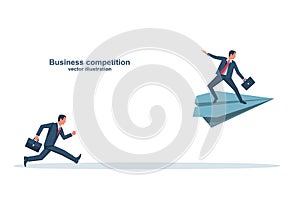 Competition business. Businessmen compete on the road to success.