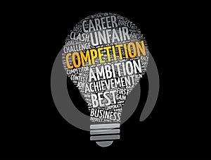 Competition light bulb word cloud, business concept background