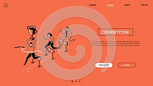 Competition - line design style isometric web banner
