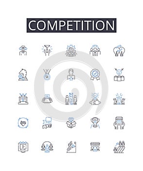 Competition line icons collection. Consensus, Dialogue, Negotiation, Debate, Compromise, Harmony, Mediation vector and