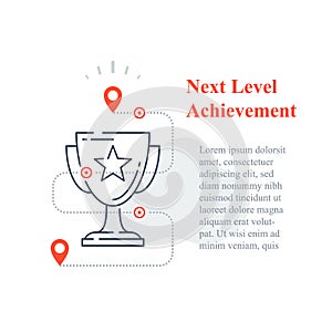 Competition reward concept, excellence award, winner cup, strategy to success, next level improvement