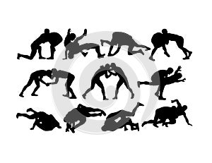 Competition Wrestling Sport Activity Silhouettes