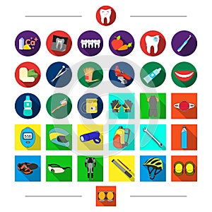 Competitions, dentistry, and other web icon in cartoon style.Protection, elbow, pads, icons in set collection.